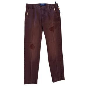 Entre Amis NEW Men's Size 34 Burgundy Twill Distressed Chino Pants 34x29